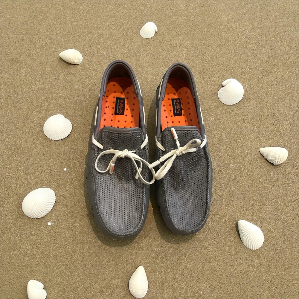 Swims Men's Gray Boat Shoes with Orange Insole